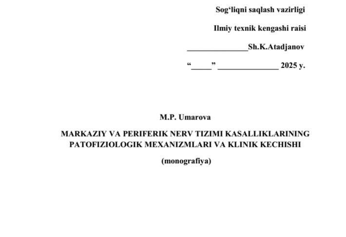 Markaziy va periferik nerv tizimi kasalliklarining patofiziologik mexanizmlari va klinik kechishi