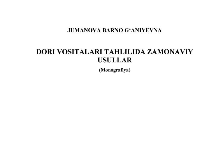 Dori vositalari tahlilida zamonaviy usullar