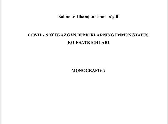 Covid-19 o`tgazgan bеmorlarning immun status  ko`rsatkichlari