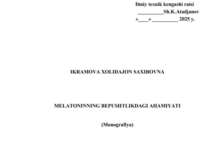 Melatoninning bepushtlikdagi ahamiyati