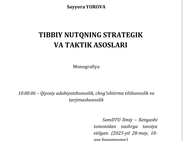 Tibbiy nutqning strategik   va taktik asoslari