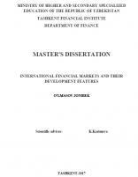  International financial markets and their development features