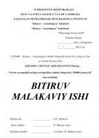 Namangan vilоyatida tayyor kiymlar bоzоrini rivоjlantirish va uni samaradоrligini оshirish.