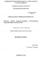 Пенсия фонди маблағларидан инвеститцион мақсадларда фойдаланиш