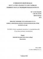 Коreya Respublikasining texnologik rivojlanish xususiyatlari