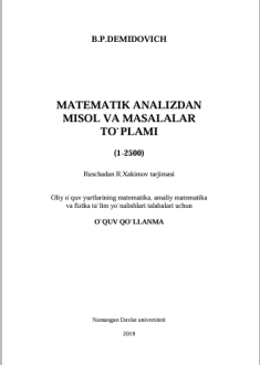 Matematik analizdan misol va masalalar to'plami.