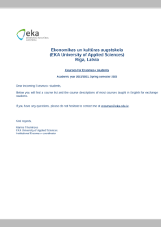 Ekonomikas un kultūras augstskola  (EKA University of Applied Sciences)  Riga, Latvia