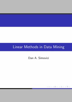 LinearMethods inDataMining