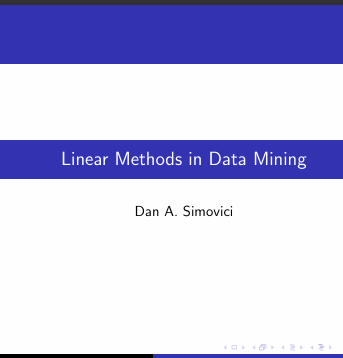 LinearMethods inDataMining