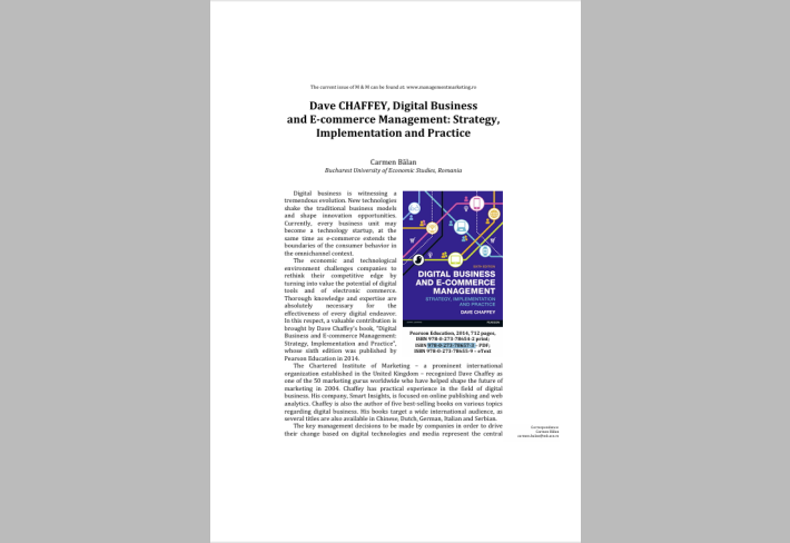 Digital Business and E‐commerce	Management:	Strategy,	 Implementation and Practice	