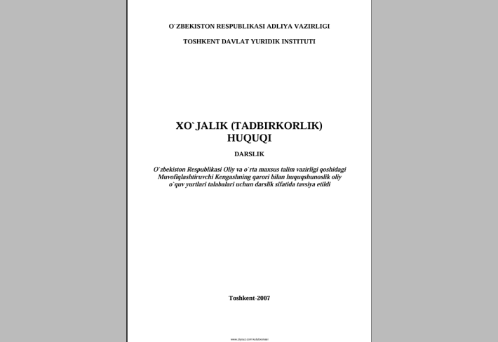 XO`JALIK (TADBIRKORLIK)   HUQUQI