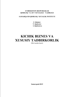 KICHIK BIZNES VA   XUSUSIY TADBIRKORLIK