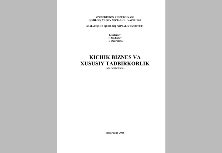 KICHIK BIZNES VA   XUSUSIY TADBIRKORLIK