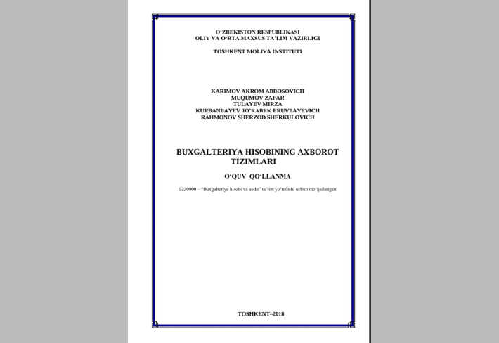 “Buxgalteriya hisobining axborot  tizimlari”