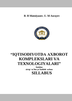 Iqtisodiyotda axborot komplekslari va texnologiyalar.