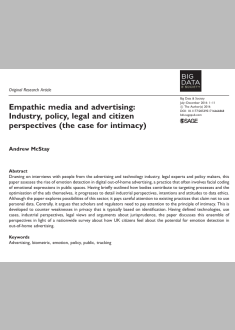 Empathic media and advertising: Industry, policy, legal and citizen perspectives (the case for intimacy)