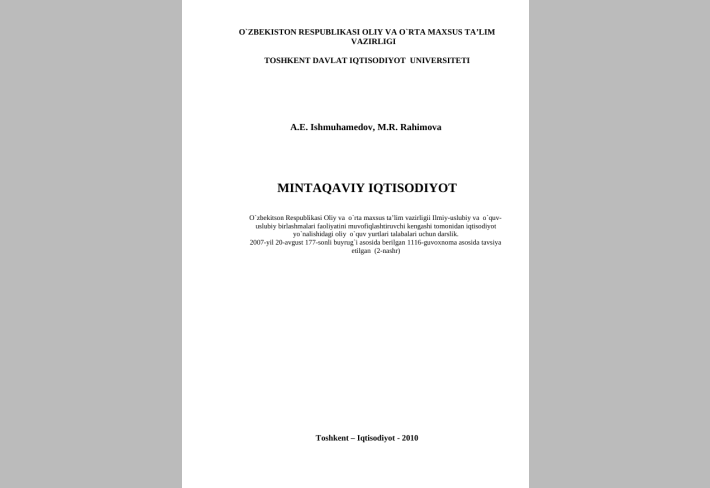 Mintаqаviy iqtisоdiyot