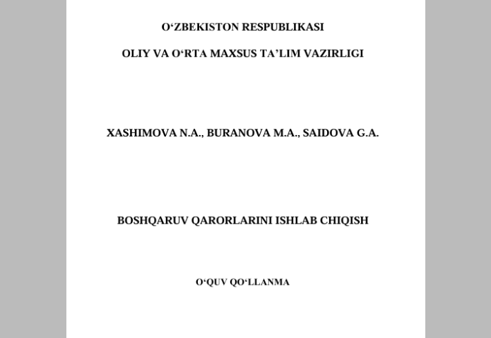 Boshqaruv qarorlarini ishlab  chiqish
