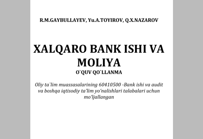 Xalqaro bank ishi va moliya.