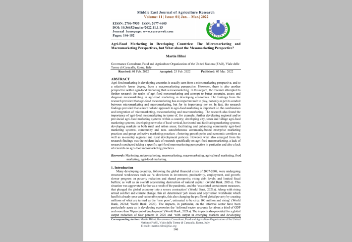 Agri-Food Marketing in Developing Countries: 