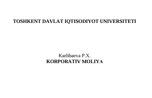 Korporativ moliya