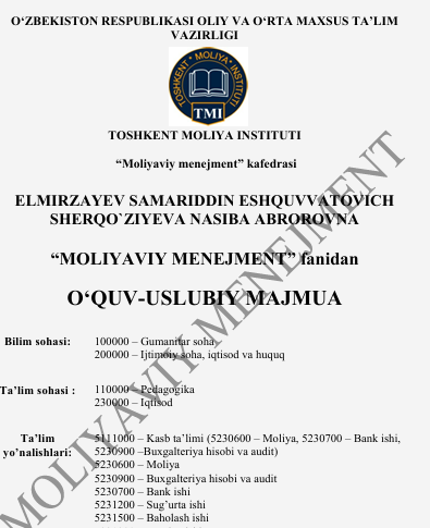 “Moliyaviy menejmenti