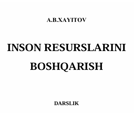 “Inson resurslarini boshqarish”