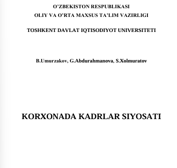 Korxonada kadrlar siyosati.