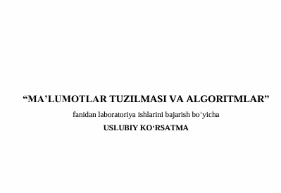 Ma‟lumotlar tuzilmasi va algoritmlar