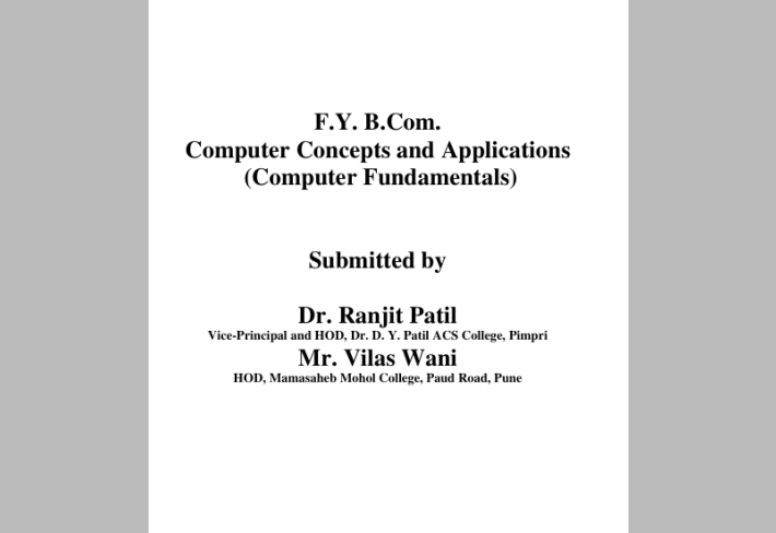 F.Y. B.Com.  Computer Concepts and Applications  (Computer Fundamentals) 