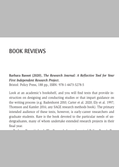 The Research Journal: A Reflective Tool for Your  First Independent Research Project. 