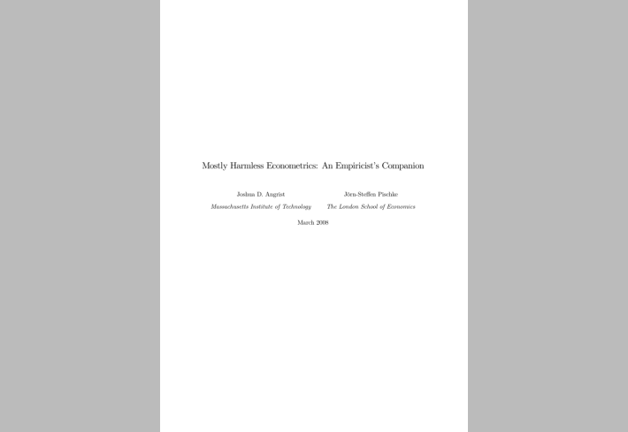 Mostly Harmless Econometrics