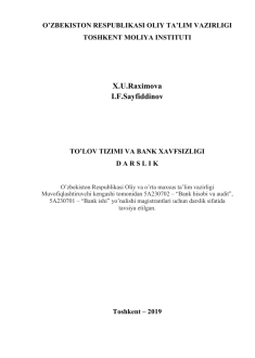 TO’LOV TIZIMI VA BANK XAVFSIZLIGI 
