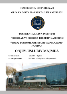 SOLIQ TUSHUMLARI HISOBI VA PROGNOZI