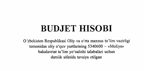  Budjet hisobi.
