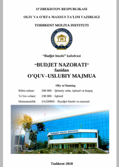 “BUDJET NAZORATI”   fanidan  MA`RUZA MATNLARI