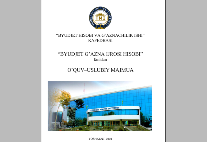 “Byudjet g’azna ijrosi hisobi” fanidan o’quv-uslubiy majmua