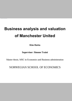 Business analysis and valuation  of Manchester United