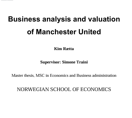 Business analysis and valuation  of Manchester United